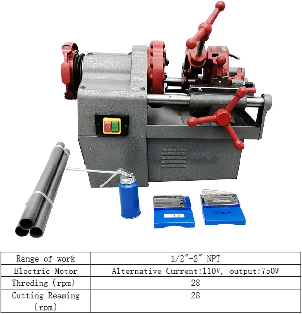 Electric pipe cutting and threading machine