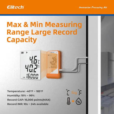 Temperature and Humidity Data Logger -40 F to 158 F Max Accuracy